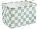 Ohocut Sage Green Checkered Canvas Basket, Rectangular Organizing Decorative by Ohocut