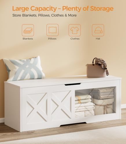 Homleke 47.2" Extra-Large Wooden Storage Chest, Farmhouse Storage Bench - Image 4