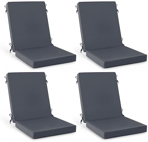 Summsun 4-Pack High Back Outdoor Chair Cushions, 20 x 20 Inch, Dark Grey by SUMMSUN