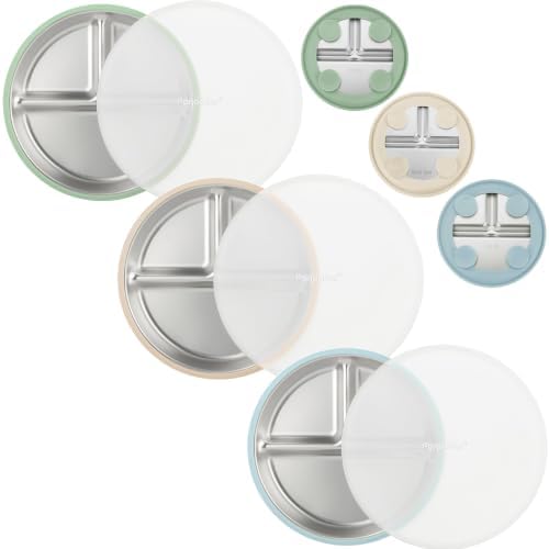 PandaEar 3 Pack Stainless Steel Baby Suction Plates by PandaEar