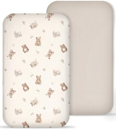 Muslin Bedside Bassinet Sheets 2 Pack by Meowcards