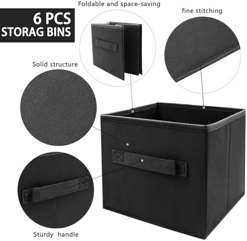 EBIGIC Black Storage Bins 9.0"x7.5"x7.5" Small Size Fabirc Foldable Closet Toy - Image 3
