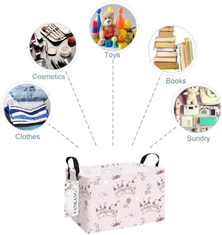 Rectangular Princess Castle Fabric Storage Basket - Image 7