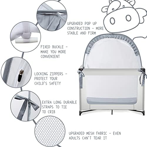 L RUNNZER Pack N Play Tent, Baby Pop Up Crib Tent to Keep Baby in, Crib Net - Image 3