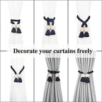 4 Pack Magnetic Curtain Tiebacks Cotton Hand Woven Tie Back Decorative Rope - Image 5