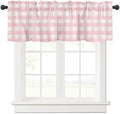 Christmas Valance Curtains for Kitchen Windows Rustic Pink White Buffalo Check by VandarllinHomeKitchenDecor