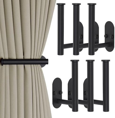 Yagoo 6 Pcs Adhesive Curtain Holdbacks, Screw-in Curtain Tiebacks by CEFOPOLA