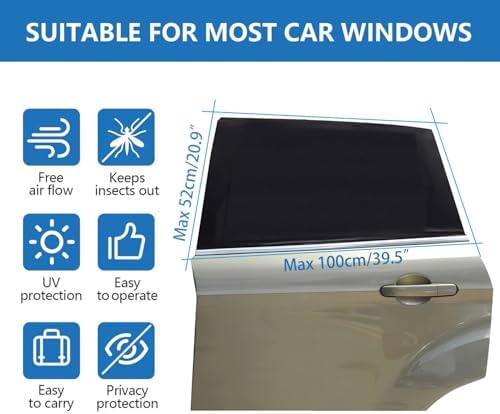 Car Window Sun Shade Cover -2 Pack Breathable Mesh Car Rear Side Window Screens - Image 5