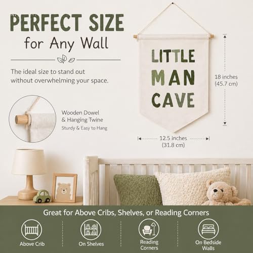 Little Man Cave Banner for Boys Room, Baby Boy Nursery Decor, Toddler Kids Room - Image 2