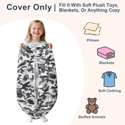Lukeight Stuffed Animal Storage Bean Bag Chair Cover - Image 2