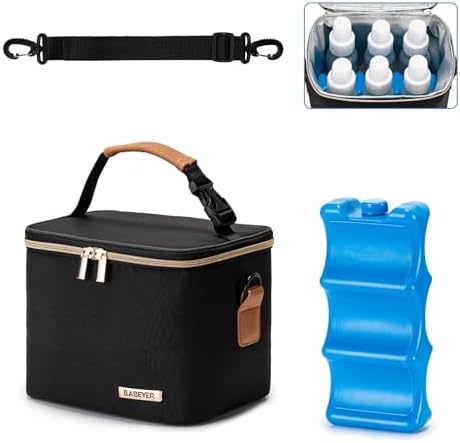 Breastmilk Cooler Bag with Ice Pack Fits 6 Baby Bottles Up to 5 Ounce, Baby by BABEYER