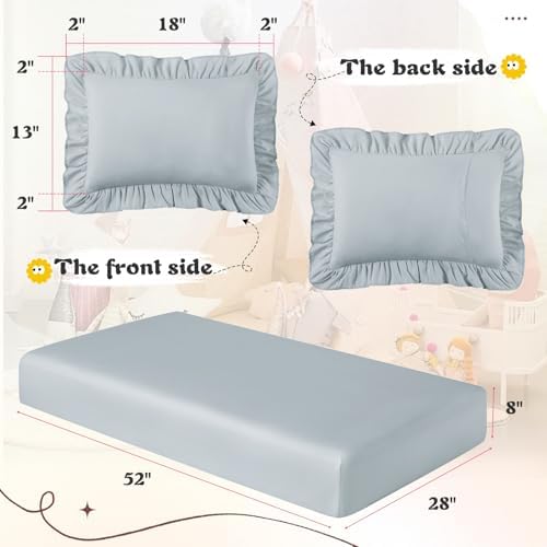 KKJIAF 3 Piece Dusty Blue Toddler Sheet Set - Image 5