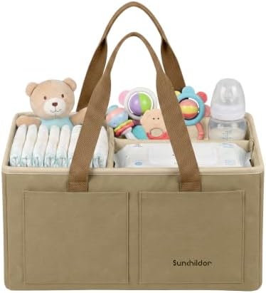 Large Canvas Baby Diaper Caddy Organizer by Sunchildor