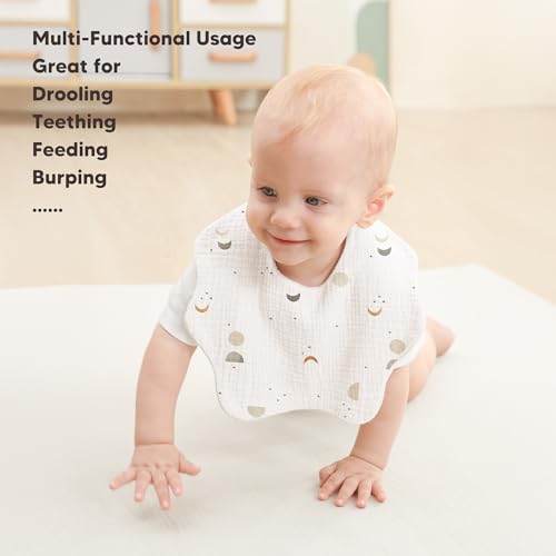 Bearmoss Baby Bibs for Drooling & Teething 8 Pack Muslin Cotton Bibs - Image 4