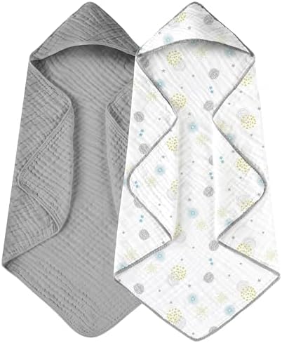 Yoofoss Hooded Baby Towels for Newborn 2 Pack 100% Muslin Organic Cotton Baby by YOOFOSS