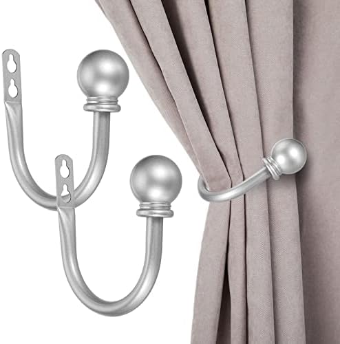 Sumnacon Set of 2 Decorative Curtain Holdbacks, Wall Mounted Aluminum Alloy by Sumnacon