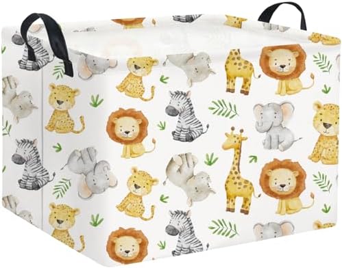 Rectangular Woodland Animal Basket Kids Baby Storage Basket Storage Bin by HIYAGON