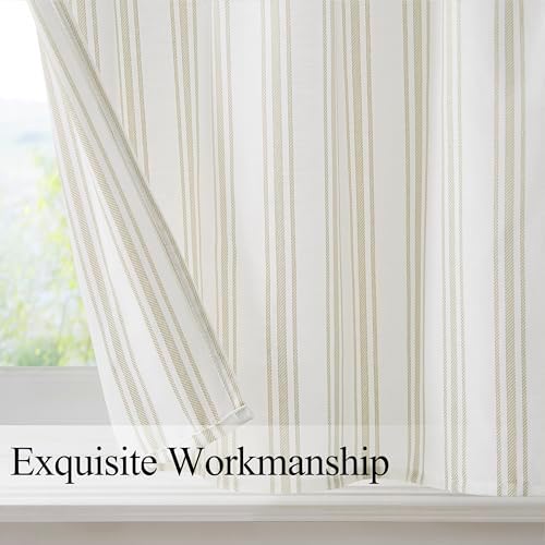 ZJDECOR Beige Striped Semi Sheer Kitchen Curtain Valances - Image 3