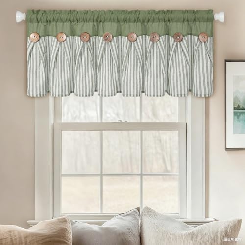 ASPMIZ Farmhouse Cotton Linen Valances - Image 2