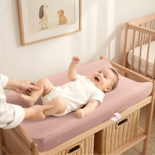 lulumoon Muslin Changing Pad Cover: 32x16 Fit Standard Rectangle Pad - Image 3