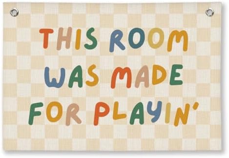 Playroom Wall Decor, Playroom Decor Hanging Linen Banner, Play Room Wall Decor by Unknown