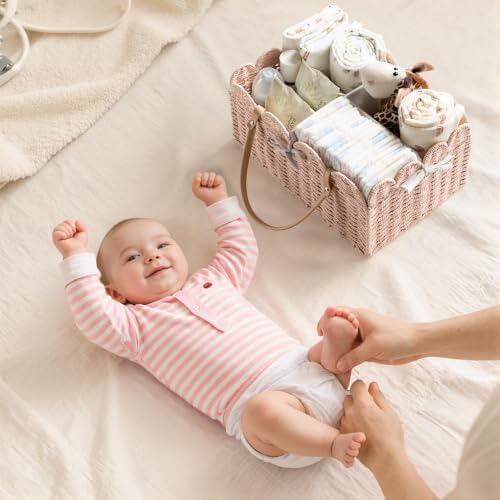 HBlife Baby Diaper Caddy, Paper Rope Storage Baskets Nursery Bin - Image 6