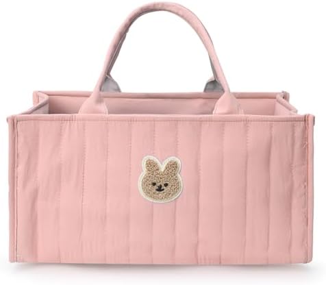 Quilted Fabric Storage Basket Floral Baby Diaper Caddy Quilted Basket - Image 5