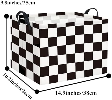 Rectangular Car Basket for Boys Checkered Basket Kids Baby Storage Bin - Image 6