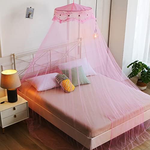 Mosquito Net Bed Canopy for Girls Pink Bed Curtains Tent Twin Queen Size - Image 2