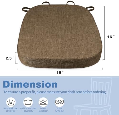 BUYUE Thickened 2.5" Dining Chair Cushions Set of 6, U-Shape High Density Foam - Image 3