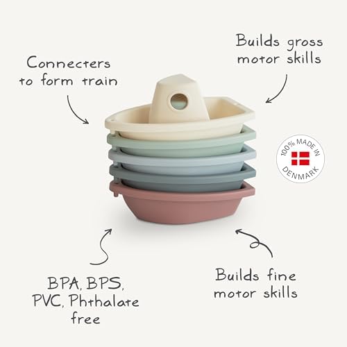 mushie Stackable Bath Boats Floating Toy | Made in Denmark - Image 2