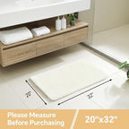 Polyester Bathroom Rug 20"x32" Cream, Non-Slip Soft Shaggy Bath Mat - Image 2