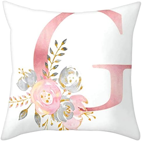 Throw Pillow Covers Alphabet Decorative Pillow Cases ABC Letter Flowers Cushion by Eanpet