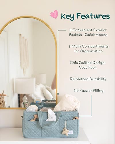 Lily Miles Baby Diaper Caddy Organizer, Quilted Nursery Storage Basket - Image 4