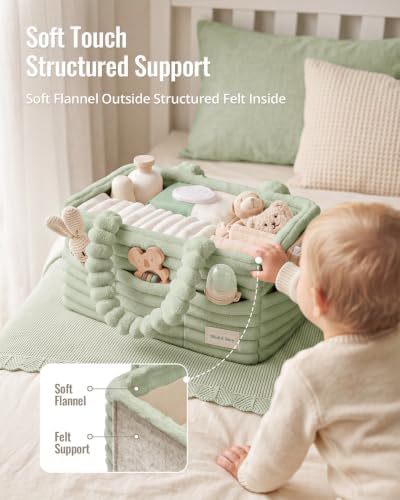 Blissful Diary Flannel Diaper Caddy Organizer & Gift Packaging, Light Green - Image 2