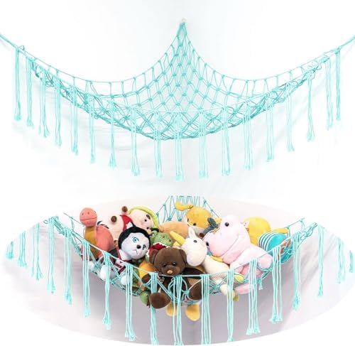 Stuffed Animal Hammock Corner, Hand-knitted Large Plushie Net Toy Hammock by yelienm