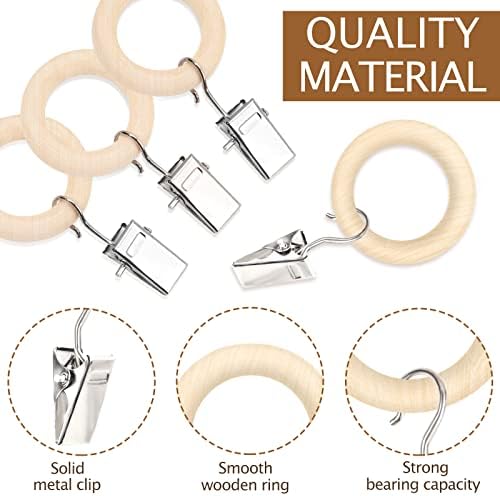 POVETIRE 30 Wood Rings Hooks Hanging Baby Headband Brackets Metal Clips - Image 3