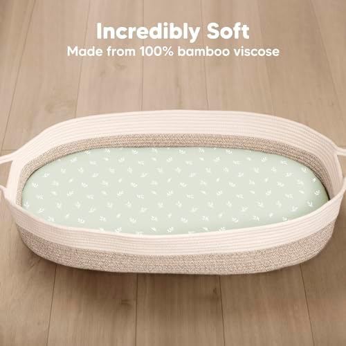 2-Pack Baby Bassinet Sheets Girl, 33x17 Bedside Sheets - Image 2
