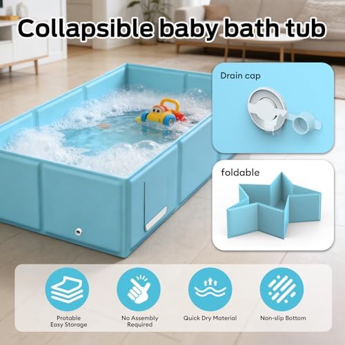 Foldable Baby Bathtub for Newborns and Toddlers, Portable Bath Tub - Image 4