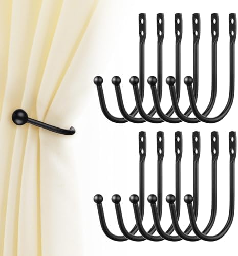 12PCS Curtain Tie Back Hooks, Metal Curtain Holdbacks Side Tiebacks Wall Mounted by Unknown