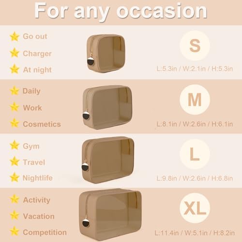 YOPCDJ 4PCS Clear Makeup Bag Set, Waterproof TPU Purse Organizer Pouches - Image 3