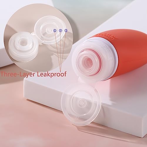LIYUABU Leak Proof Silicone Travel Bottles, 4 Pack 3.4oz Liquid Squeezable - Image 3