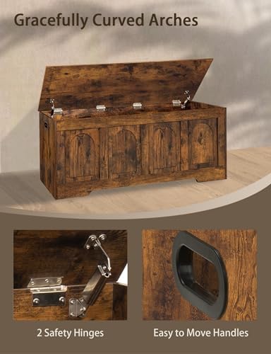 DINZI LVJ Storage Chest, Wooden Toy Box, Rustic Brown 50.0" L - Image 4