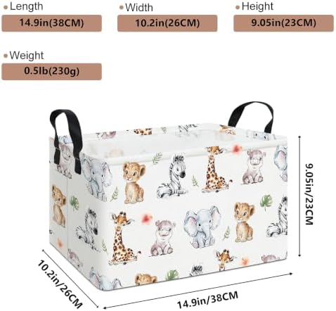 Rectangular Safari Animal Storage Bin, Fabric Closet Organizer Basket - Image 2