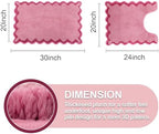 ORTIGIA Cute Scalloped Bathroom Rugs Set, Candy Pink Plush Microfiber Scallop - Image 2