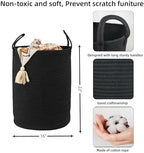 Woven Cotton Rope Laundry Basket Hamper 16" x 22" Large Black - Image 2