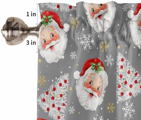 Grey Christmas Kitchen Curtains and Valances Set, Santa Claus Merry Christmas - Image 7