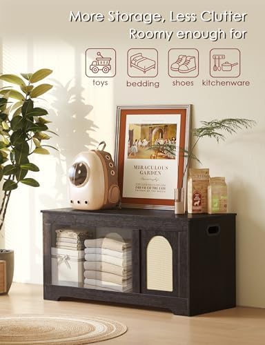 DINZI LVJ Storage Chest, Wooden Toy Box, Espresso Oak 39.4" L - Image 6