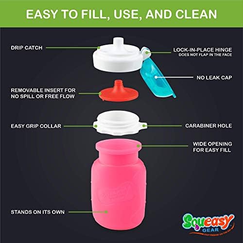 Pink 3.5 oz Squeasy Snacker Spill Proof Silicone Reusable Food Pouch - Image 4