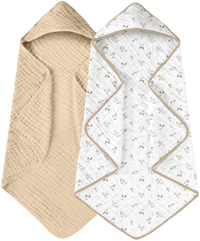 Yoofoss Hooded Baby Bath Towels 2 Pack 100% Muslin Organic Cotton by YOOFOSS